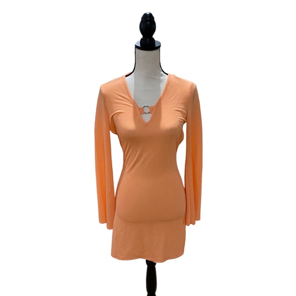 Dresses & Skirts - O-Ring V-neck Long Sleeve Knit Mini Dress
